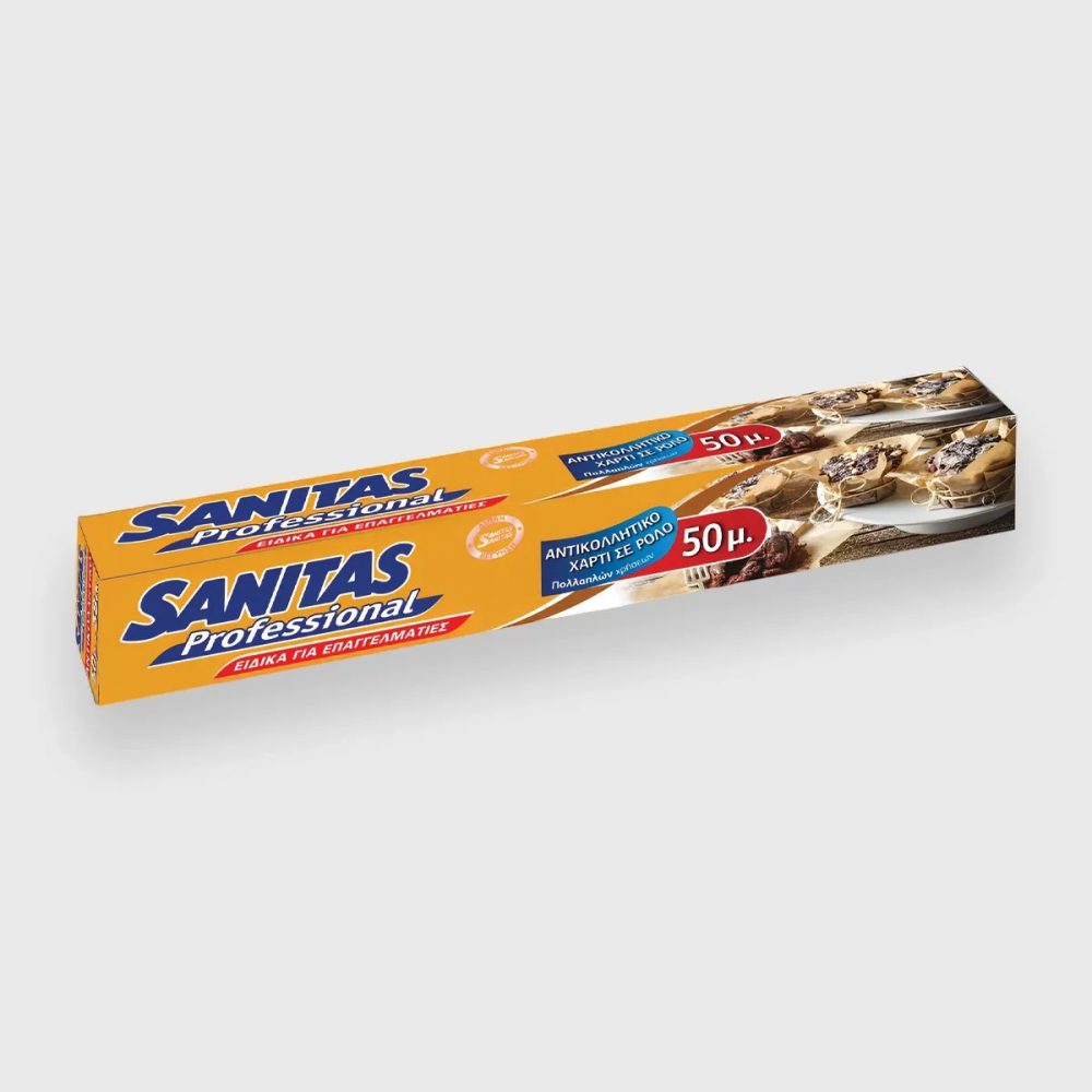 ΑΝΤΙΚΟΛΛΗΤΙΚΟ ΧΑΡΤΙ ΡΟΛΛΟ 38cmX50m SANITAS