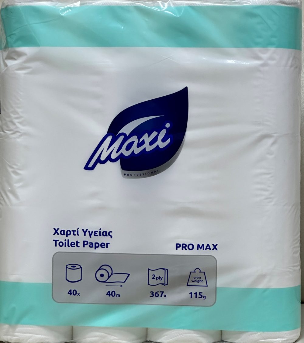ΧΑΡΤΙ ΥΓΕΙΑΣ ΛΕΥΚΟ 115gr 2φ 40ρολά PRO MAX ΥΔΑΤΟΔΙΑΛΥΤΟ MAXI