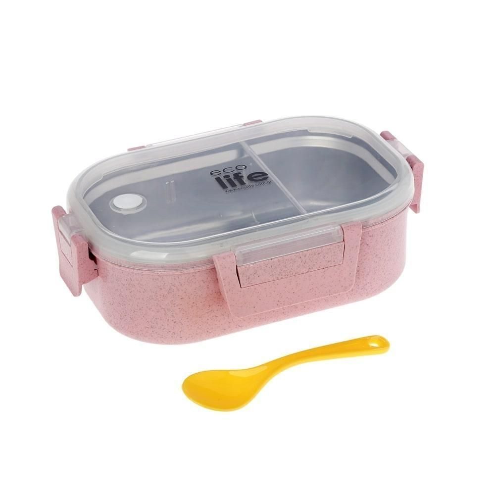 ΦΑΓΗΤΟΔΟΧΕΙΟ ΜΕ ΧΩΡΙΣΜΑ 900ml LIGHT PINK ECOLIFE