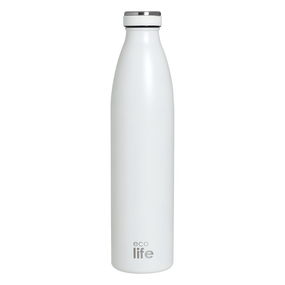 ΜΕΤΑΛΛΙΚΟ ΜΠΟΥΚΑΛΙ ΘΕΡΜΟΣ 1lt SLIM WHITE ECOLIFE