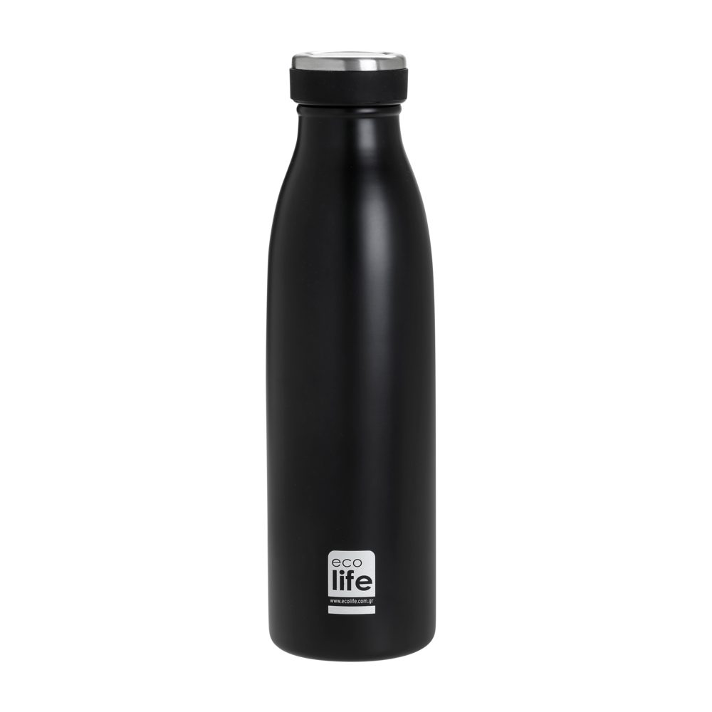 ΜΕΤΑΛΛΙΚΟ ΜΠΟΥΚΑΛΙ ΘΕΡΜΟΣ 500ml BLACK SLIM ECOLIFE