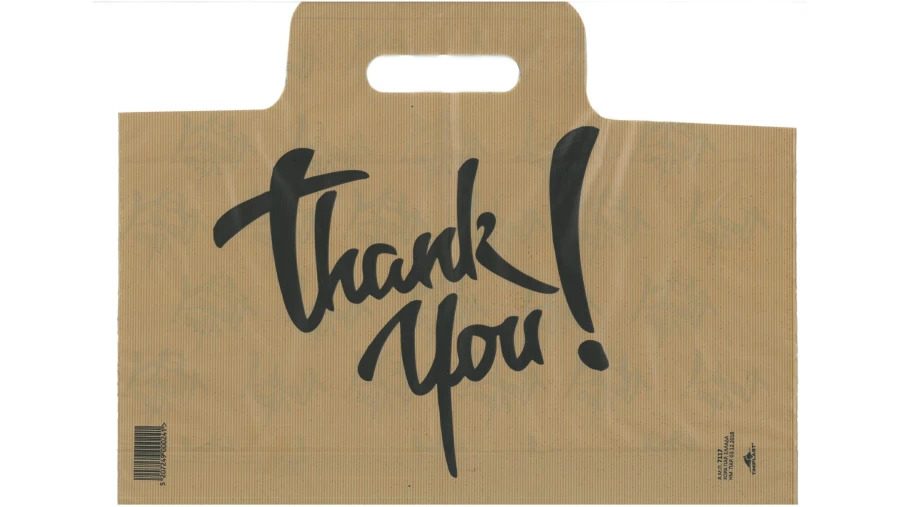 ΣΑΚΟΥΛΑ ΠΛΑΚΕ ΧΕΡΑΚΙ ΜΠΕΖ ΠΛΑΣΤΙΚΗ ΠΡΟΤΥΠΩΜΕΝΗ THANK YOU