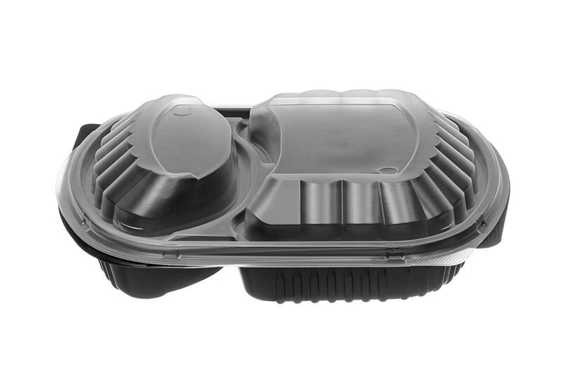 ΣΚΕΥΟΣ ΜΑΥΡΟ MICROWAVE PP 2 ΘΕΣΕΩΝ 1050cc + ΚΑΠΑΚΙ 50τεμ