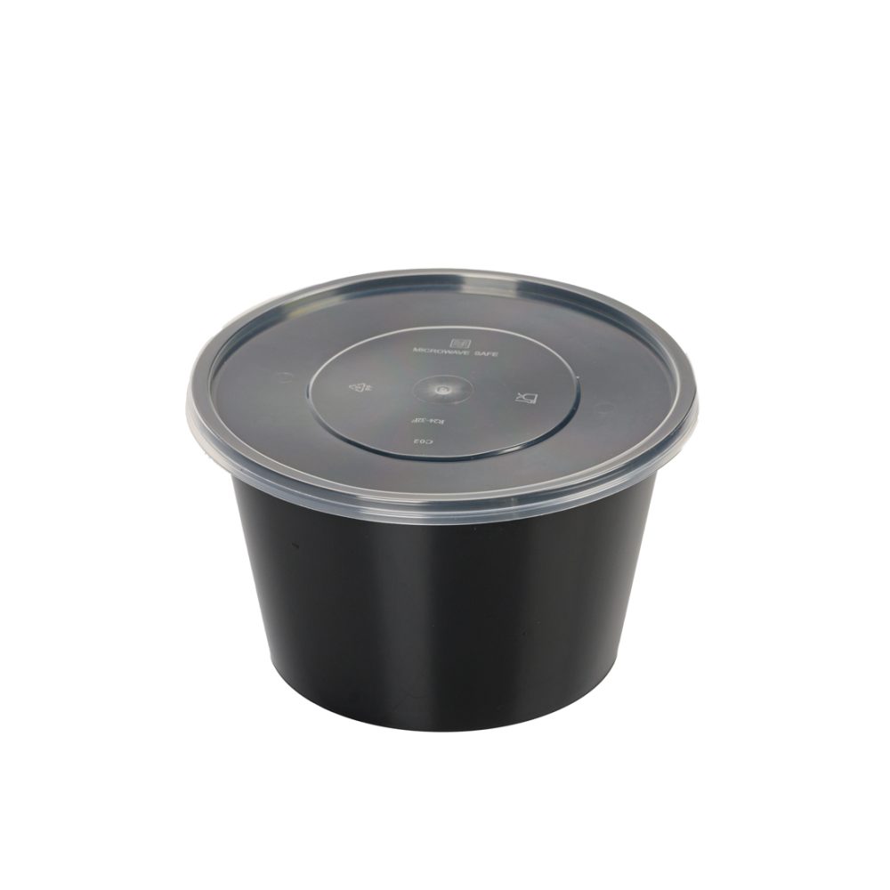 ΣΚΕΥΟΣ ΜΑΥΡΟ MICROWAVE PP ΣΤΡΟΓΓΥΛΟ + ΚΑΠΑΚΙ 1000cc (R32F) 50τεμ