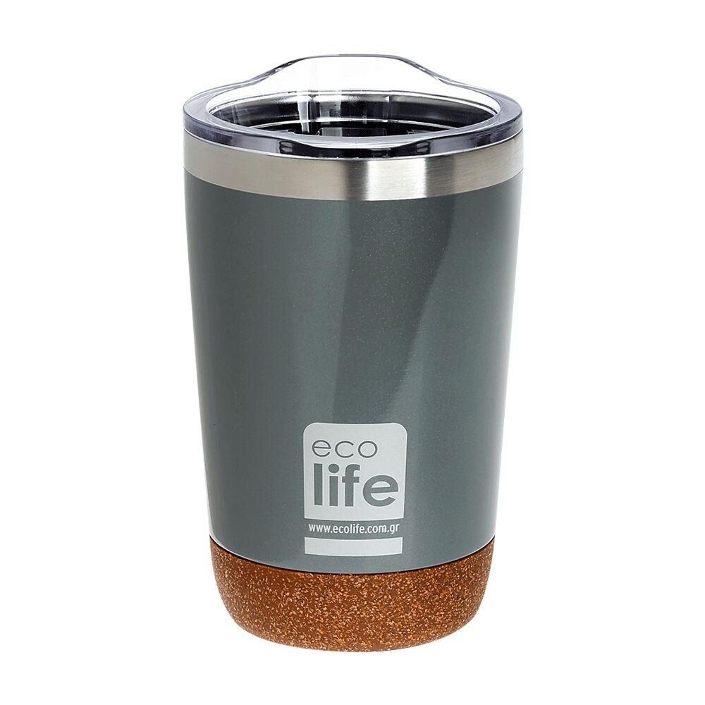 COFFEE THERMOS 370ml LIGHT GREY CORK BOTTOM ECOLIFE