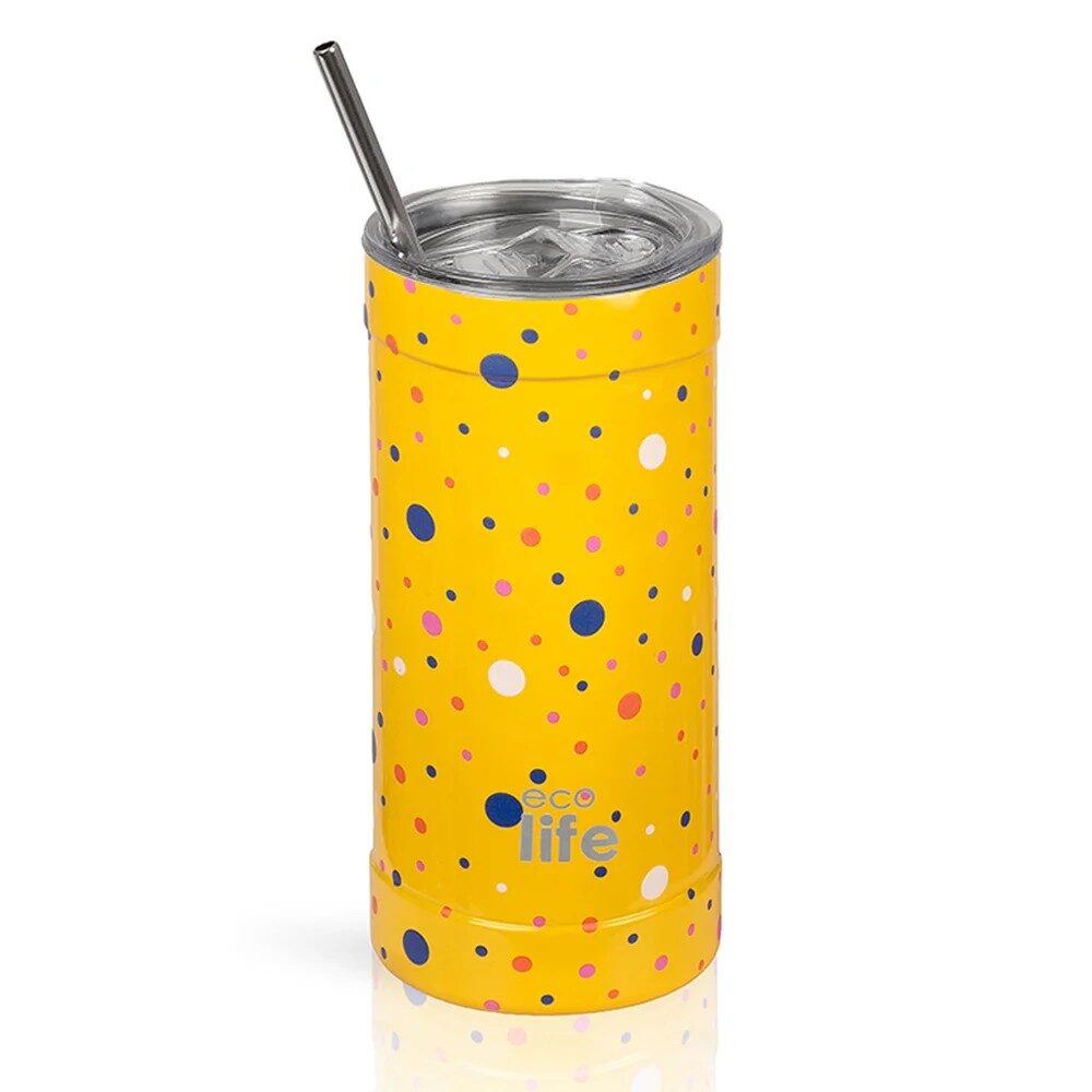 COFFEE THERMOS 500ML DOT IN YELLOW ECOLIFE